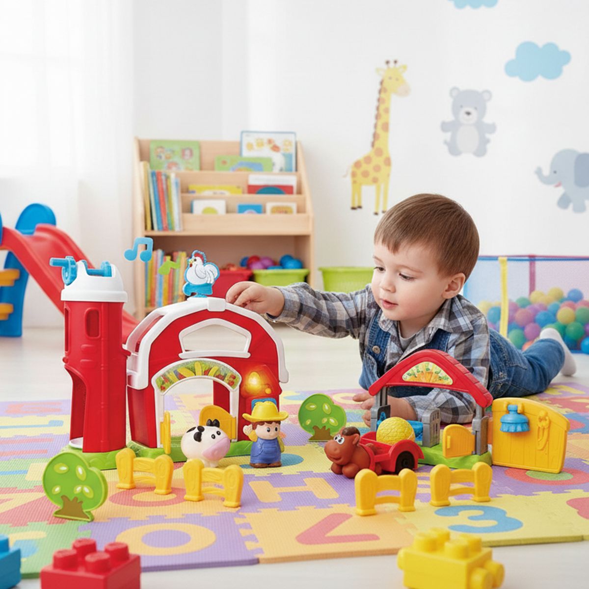 WINFUN - Juguete para bebé didáctico Winfun: Set de juego Granja y tractor interactivo