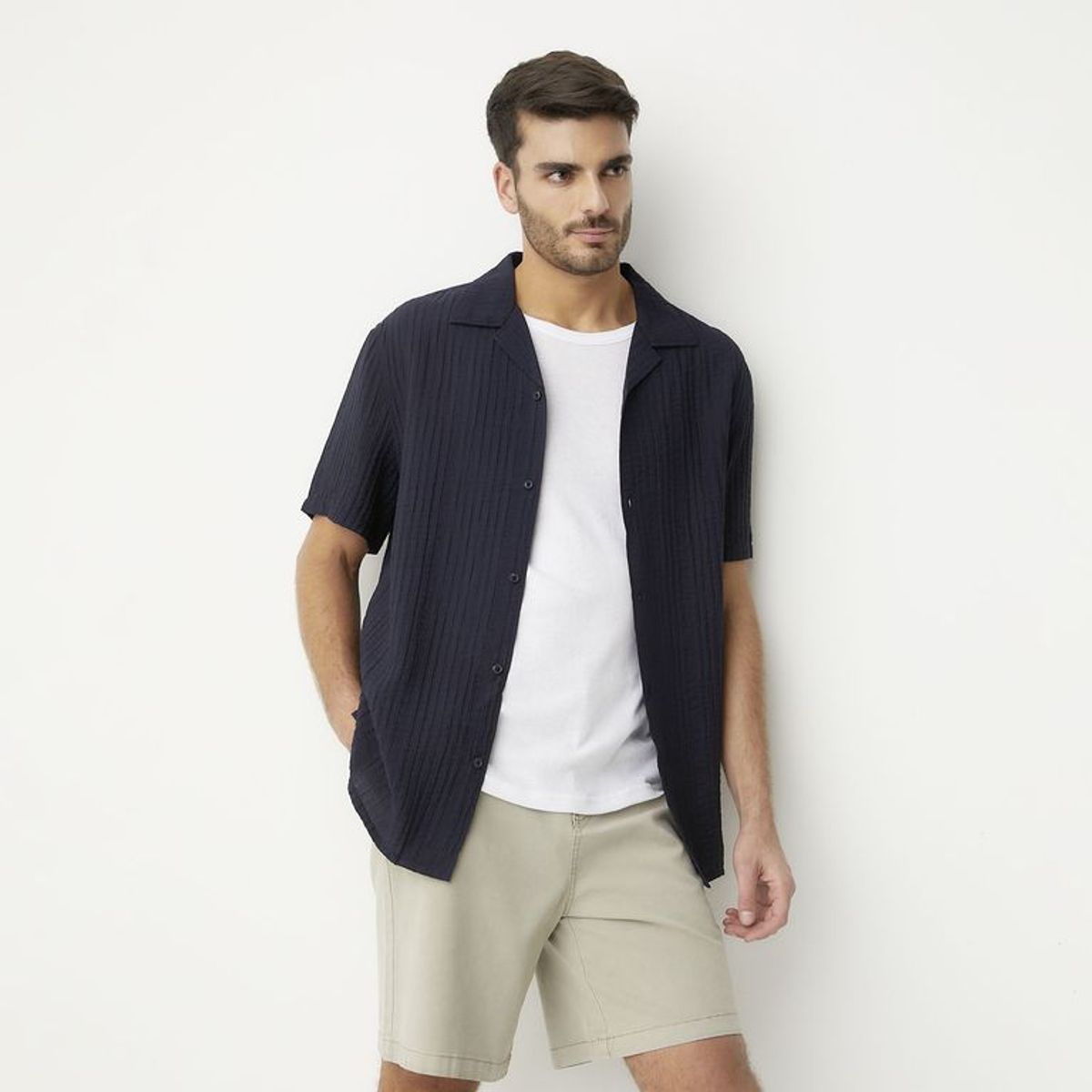 BASEMENT - Camisa Hombre Manga corta Classic fit Basement
