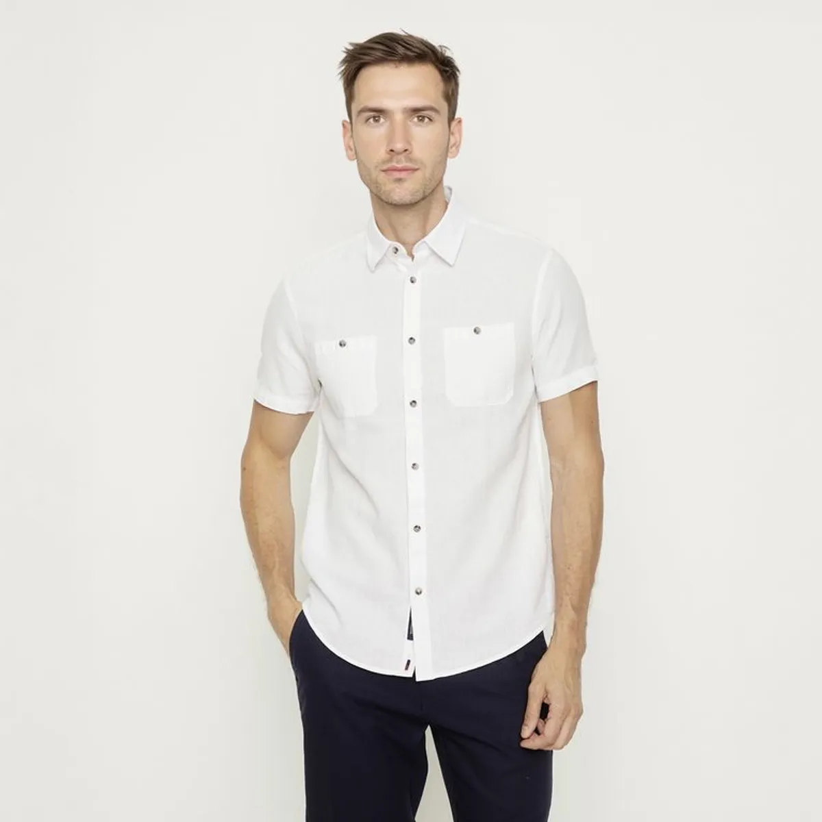 UNIVERSITY CLUB - Camisa Hombre Manga corta Slim fit de Lino University Club