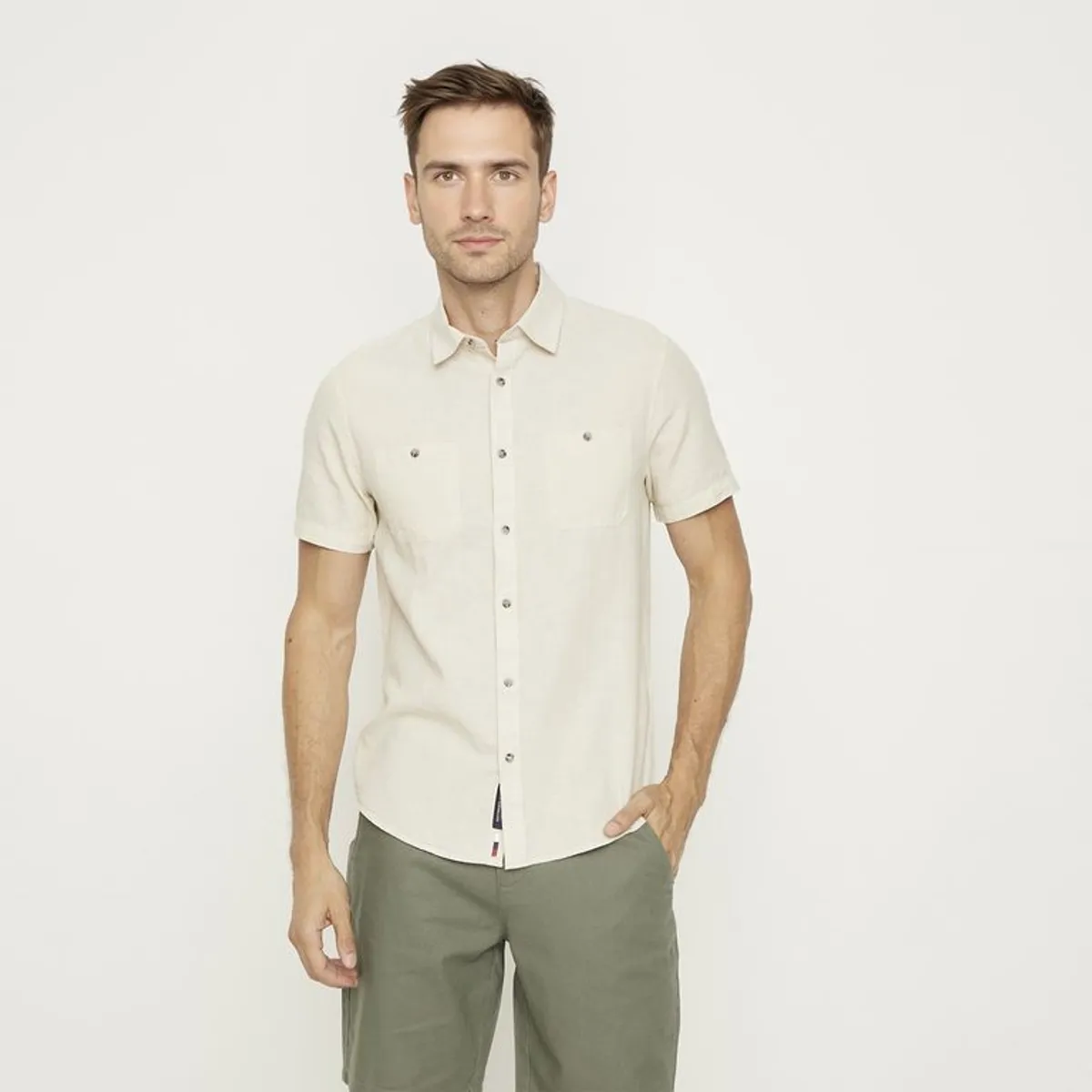 UNIVERSITY CLUB - Camisa Hombre Manga corta Slim fit de Lino University Club