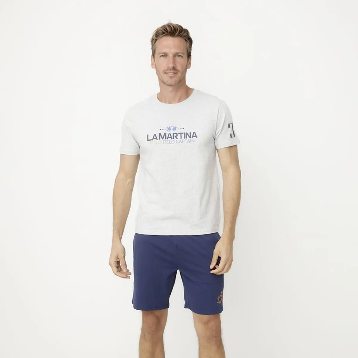 LA MARTINA - Pijama Hombre Corto Manga corta con Logo de Algodón La Martina 