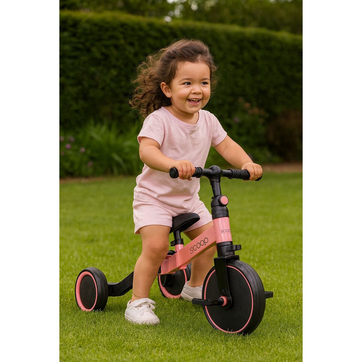 SCOOP - Triciclo Scoop & Bicicleta de balance:  3 en 1 Rosa