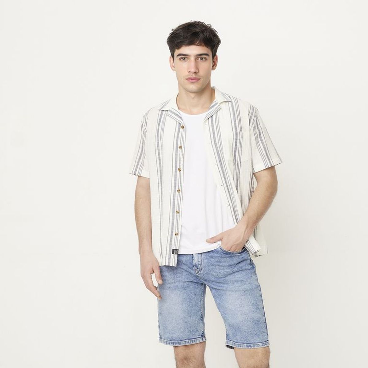 BEARCLIFF - Camisa Hombre de Rayas Manga corta Bearcliff 