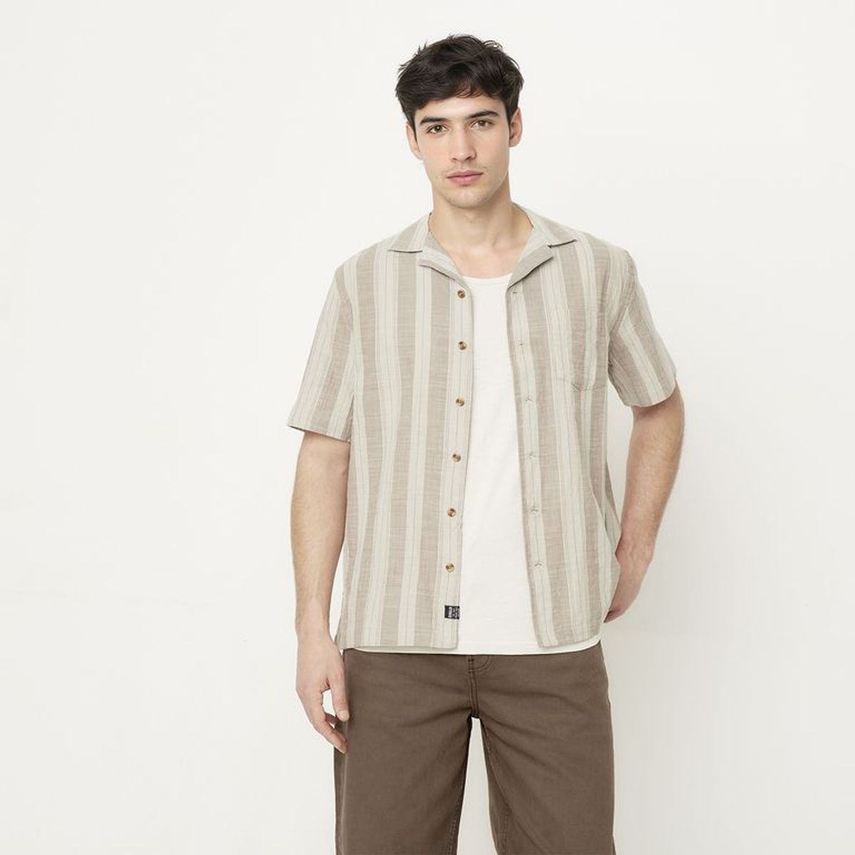 BEARCLIFF - Camisa Hombre de Rayas Manga corta Bearcliff 
