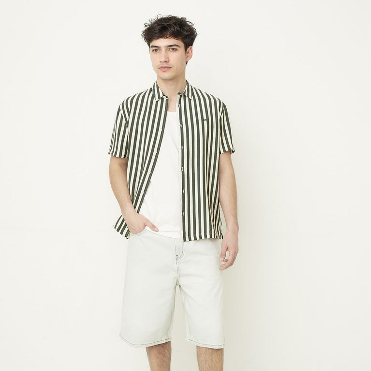 BEARCLIFF - Camisa Hombre de Rayas Manga corta Bearcliff