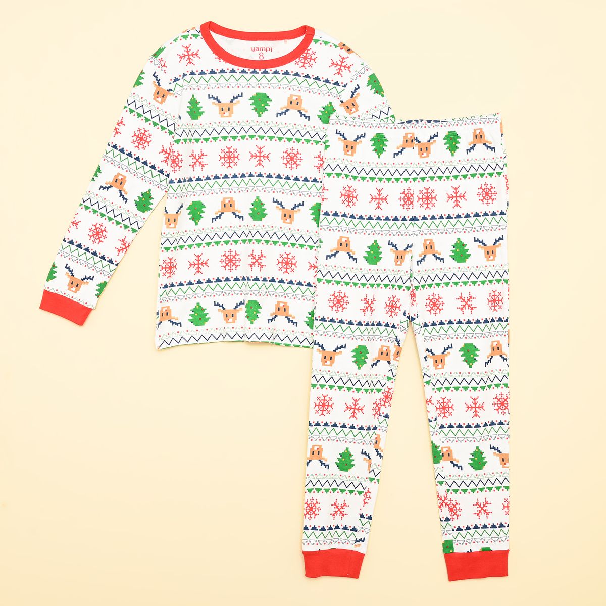 YAMP - Pijama Navideña Cintura elásticada para Niño 2 piezas con Estampado Manga larga Yamp 