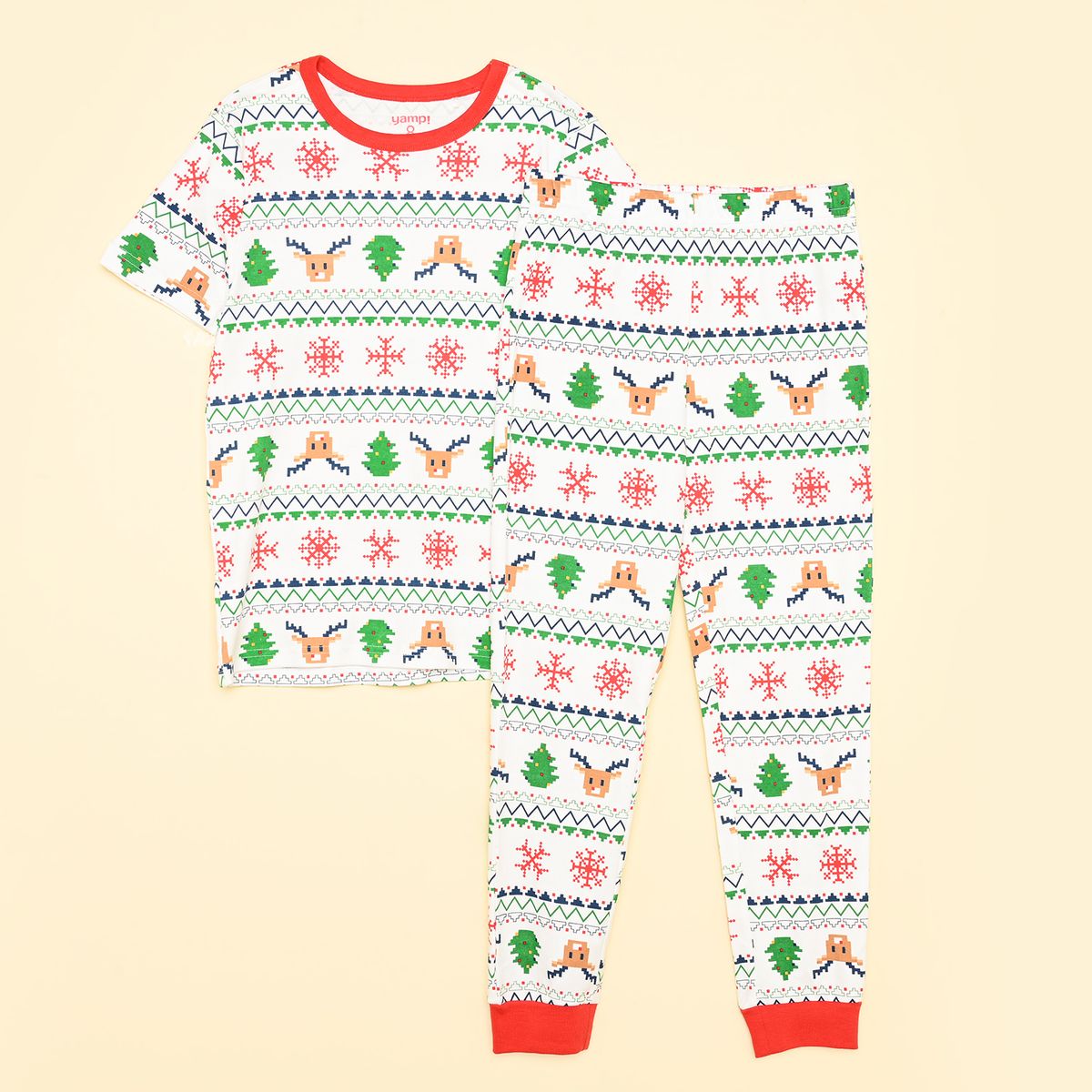 YAMP - Pijama Navideña Cintura elásticada para Niño 2 piezas Manga corta Yamp 