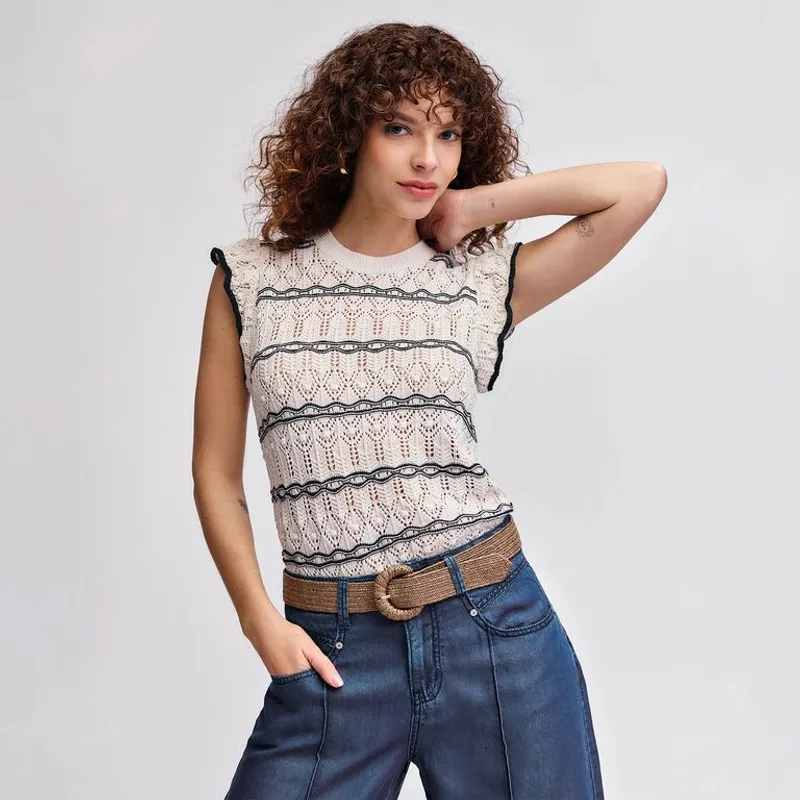 UNIVERSITY CLUB - Blusa Mujer Tejido Manga corta de Algodón University Club