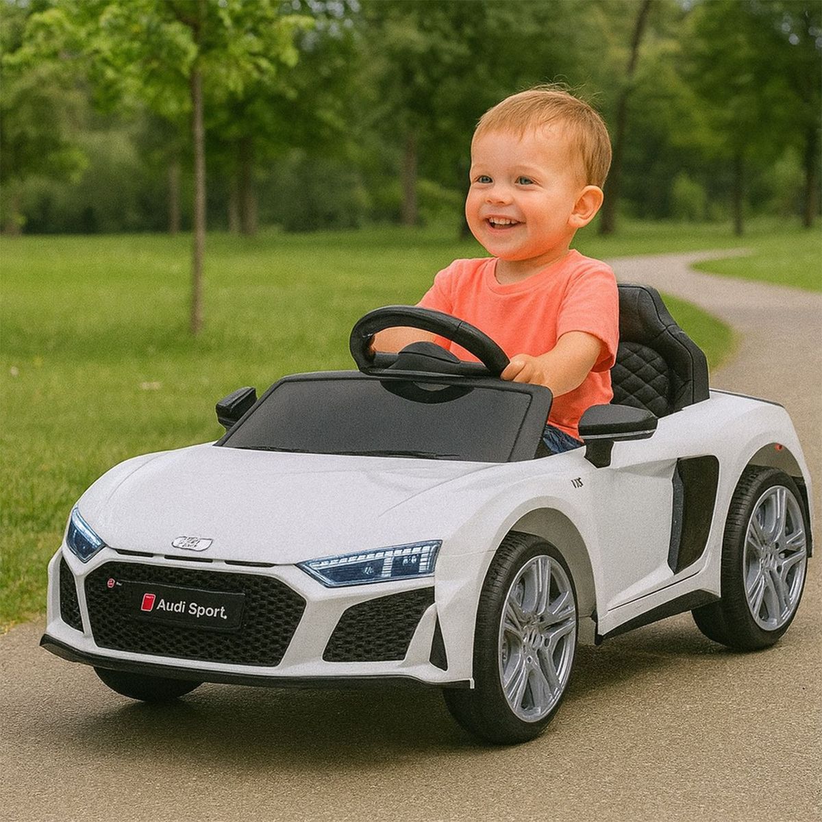 AUDI - Carro montable eléctrico niño Audi R8 Spider 6V Blanco 