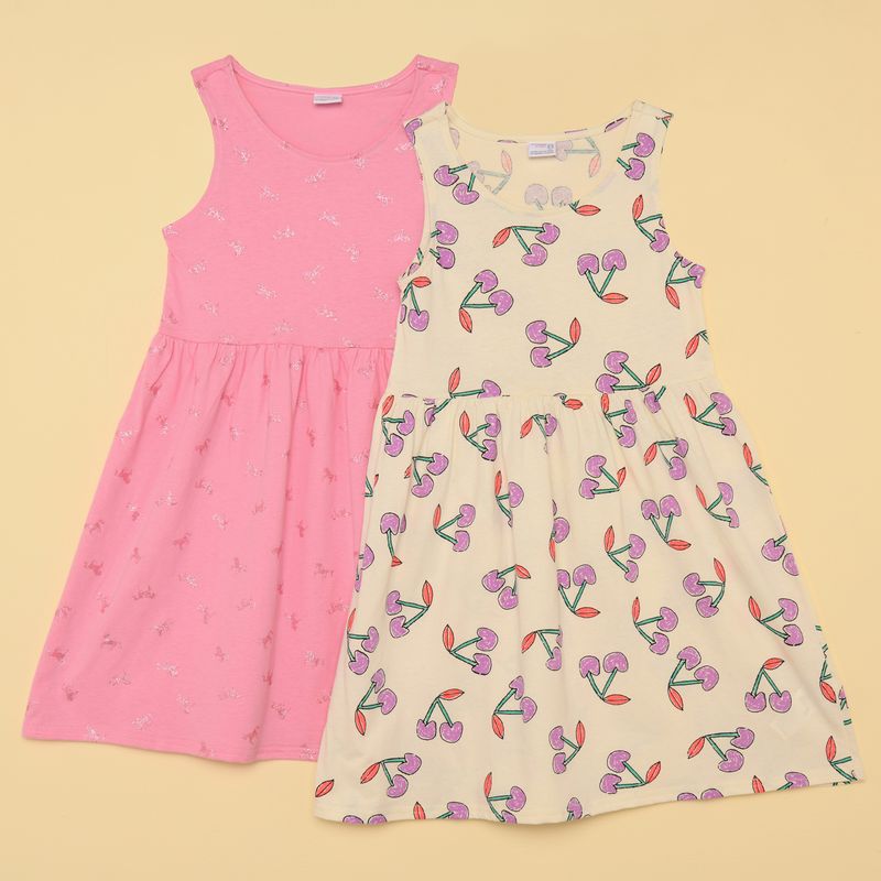 YAMP - Vestido para Niña Pack de 2 unidades de Algodón Yamp 