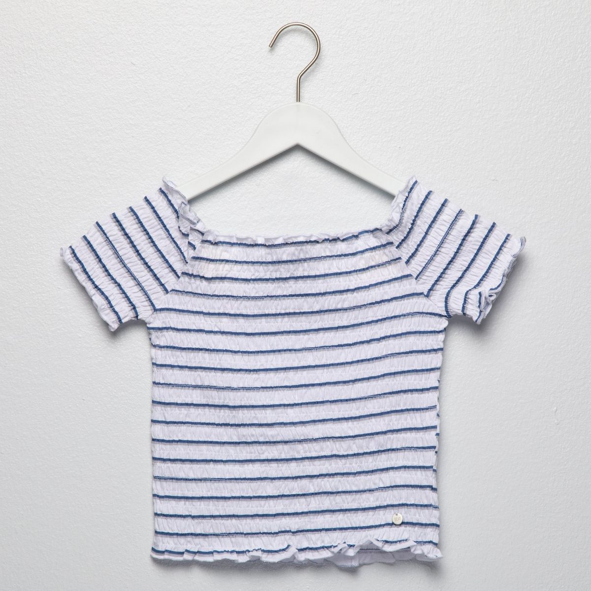 ELV - Top Para Niña Textura Manga corta de Algodón Elv