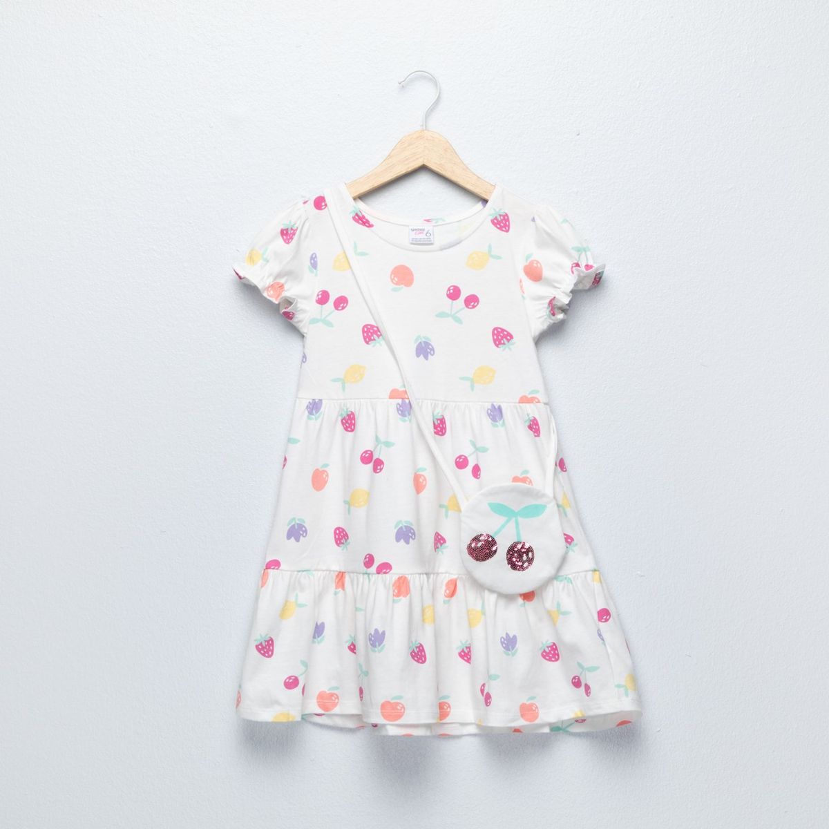 YAMP - Vestido para Niña 2 piezas Con accesorio Manga corta de Algodón Yamp