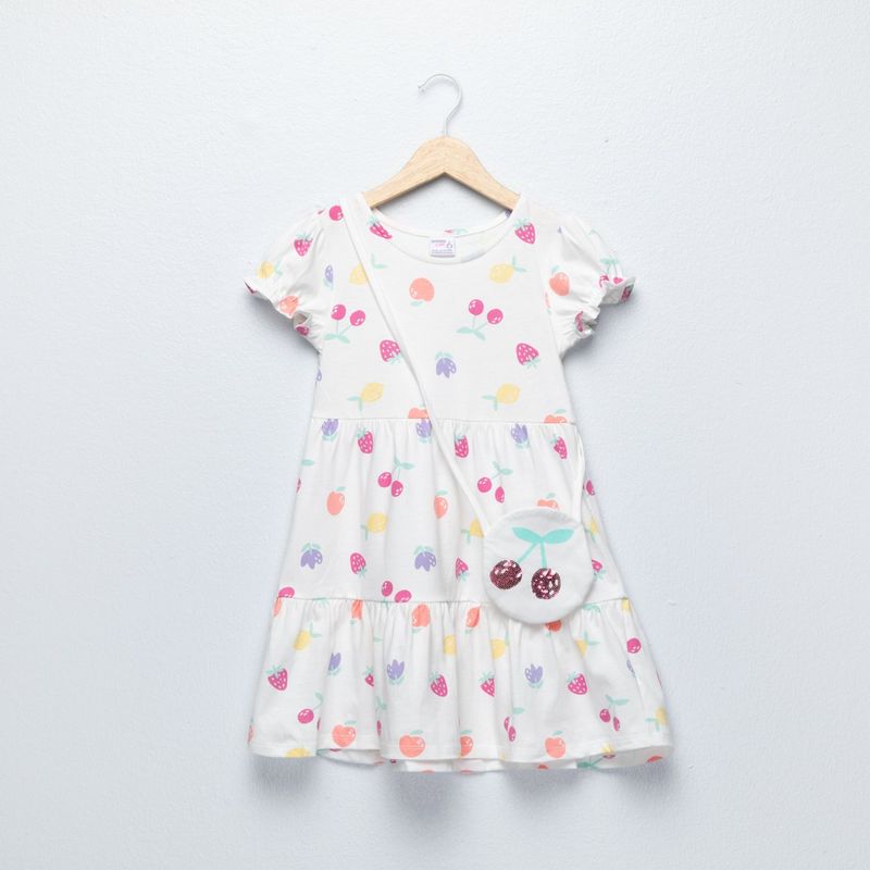 YAMP - Vestido para Niña 2 piezas Con accesorio Manga corta de Algodón Yamp