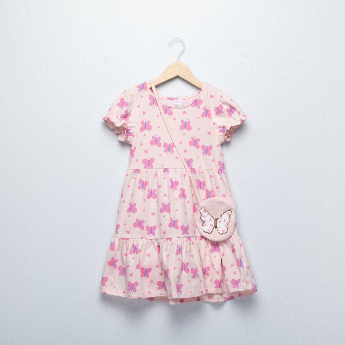 YAMP - Vestido para Niña 2 piezas Con accesorio Manga corta de Algodón Yamp