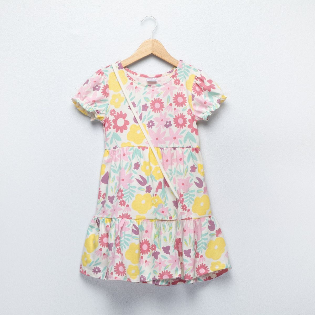 YAMP - Vestido para Niña 2 piezas Con accesorio Manga corta de Algodón Yamp