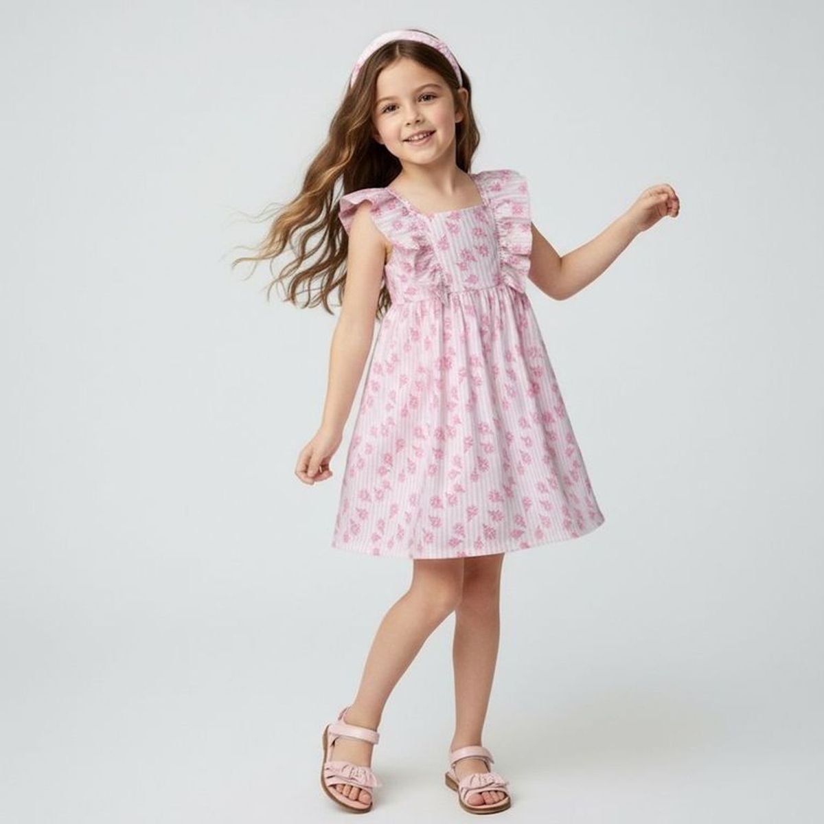 YAMP - Vestido para Niña con Boleros de Algodón Yamp