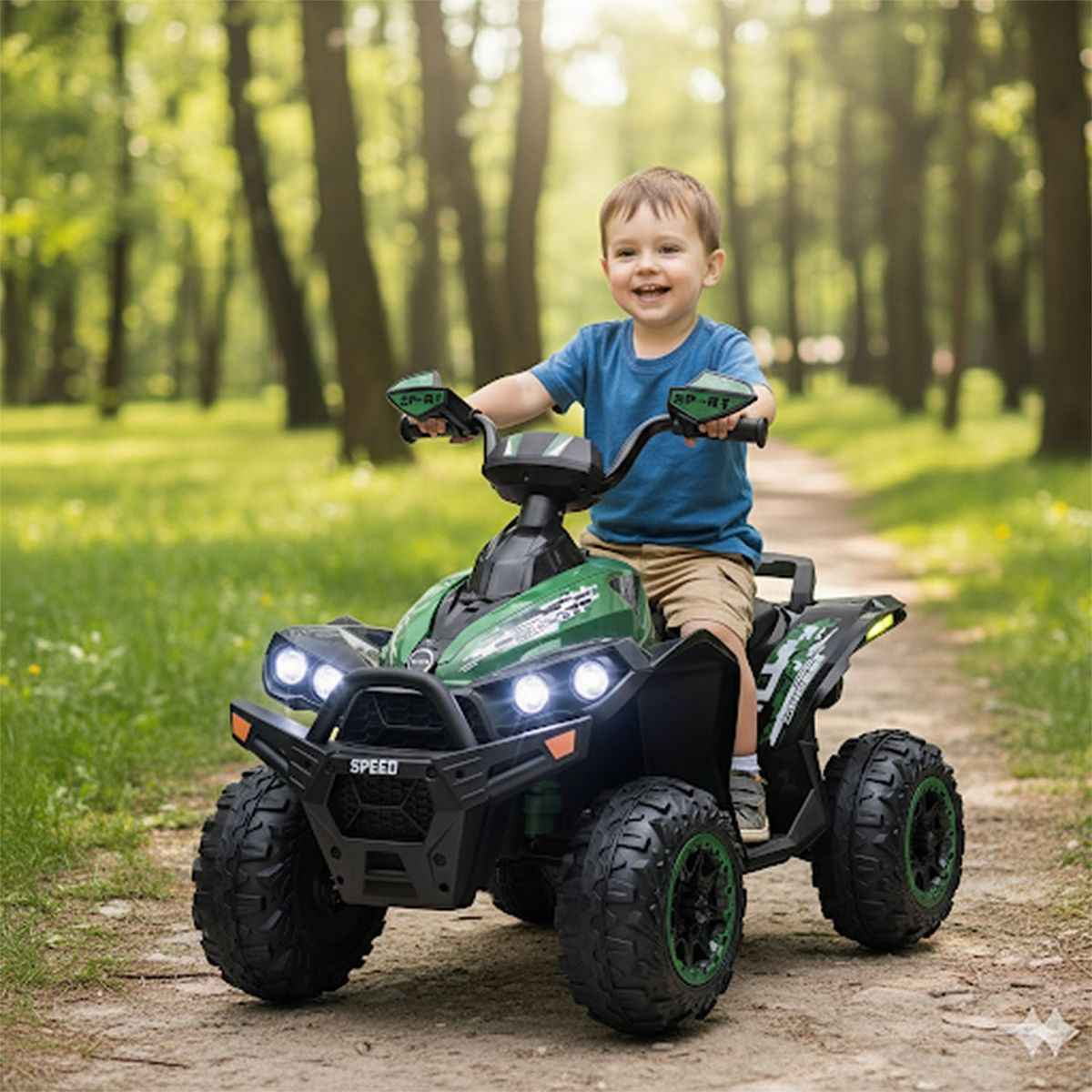 SCOOP - Cuatrimoto Montable eléctrica niño Verde Raptor 12V 