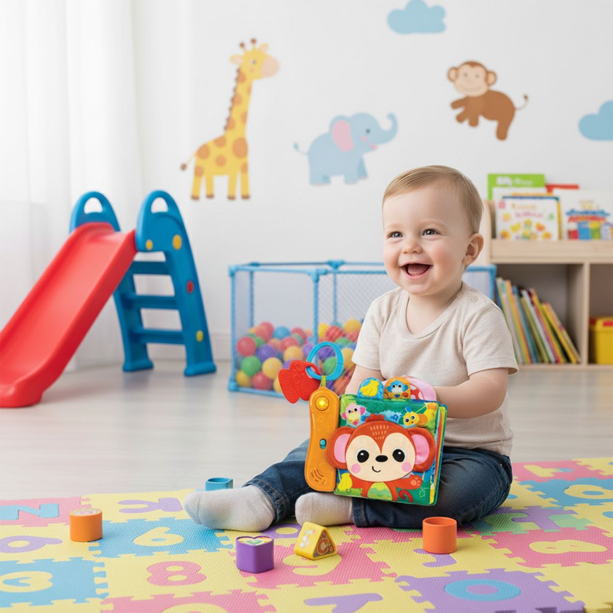 WINFUN - Juguete para bebé didáctico Winfun: Libro sensorial animales de la jungla