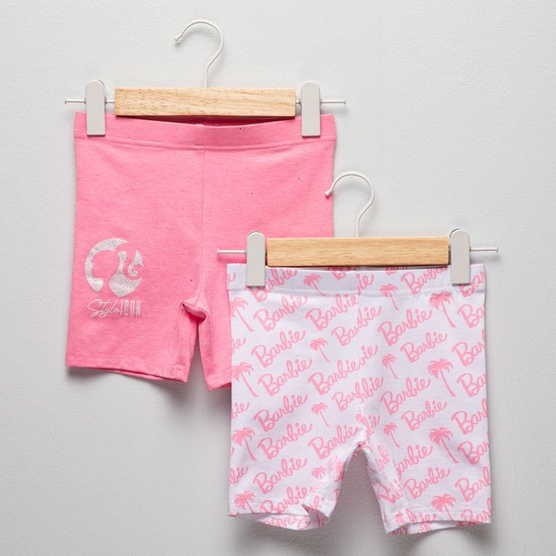 BARBIE - Short para Niña Pack de 2 unidades de Algodón Barbie