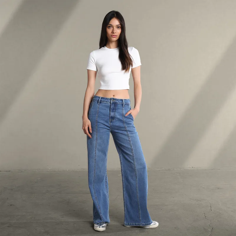 SYBILLA - Jean Super Wide leg Mujer Tiro bajo Sybilla 
