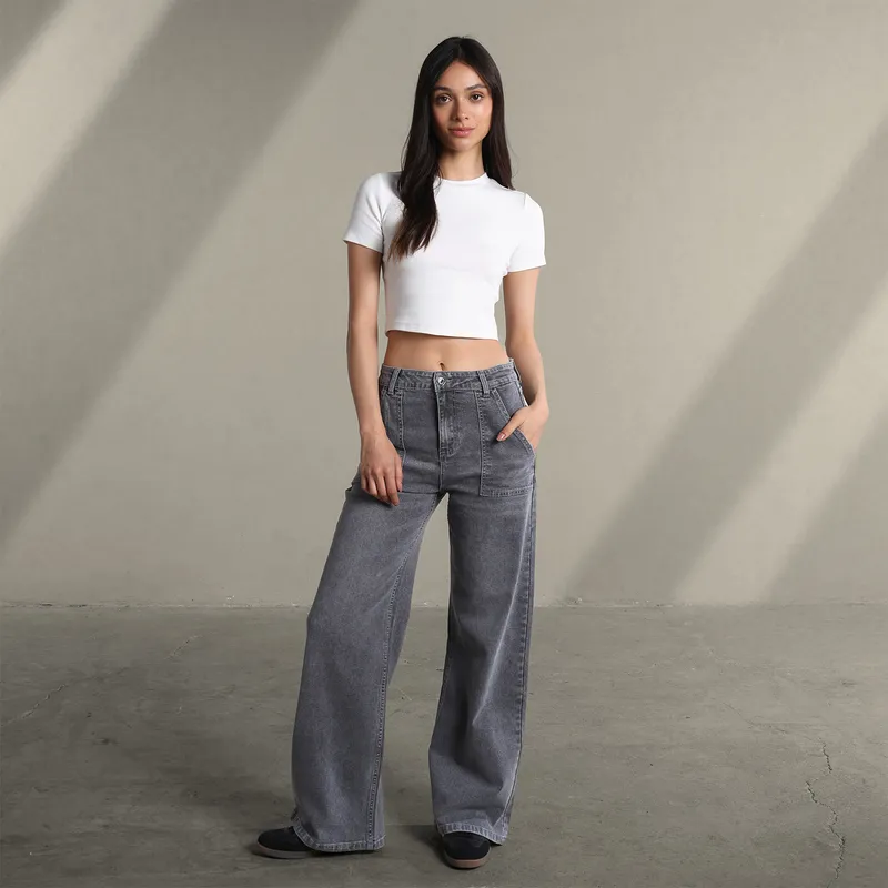 SYBILLA - Jean Wide leg Mujer Tiro medio   Sybilla