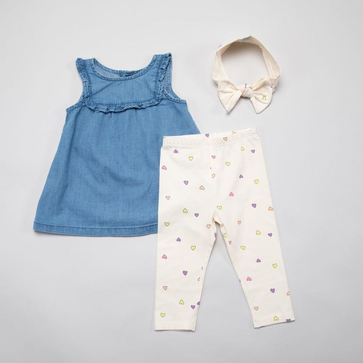 YAMP - Sets Vestido + Legging + Moño para Bebé niña en Algodón Yamp