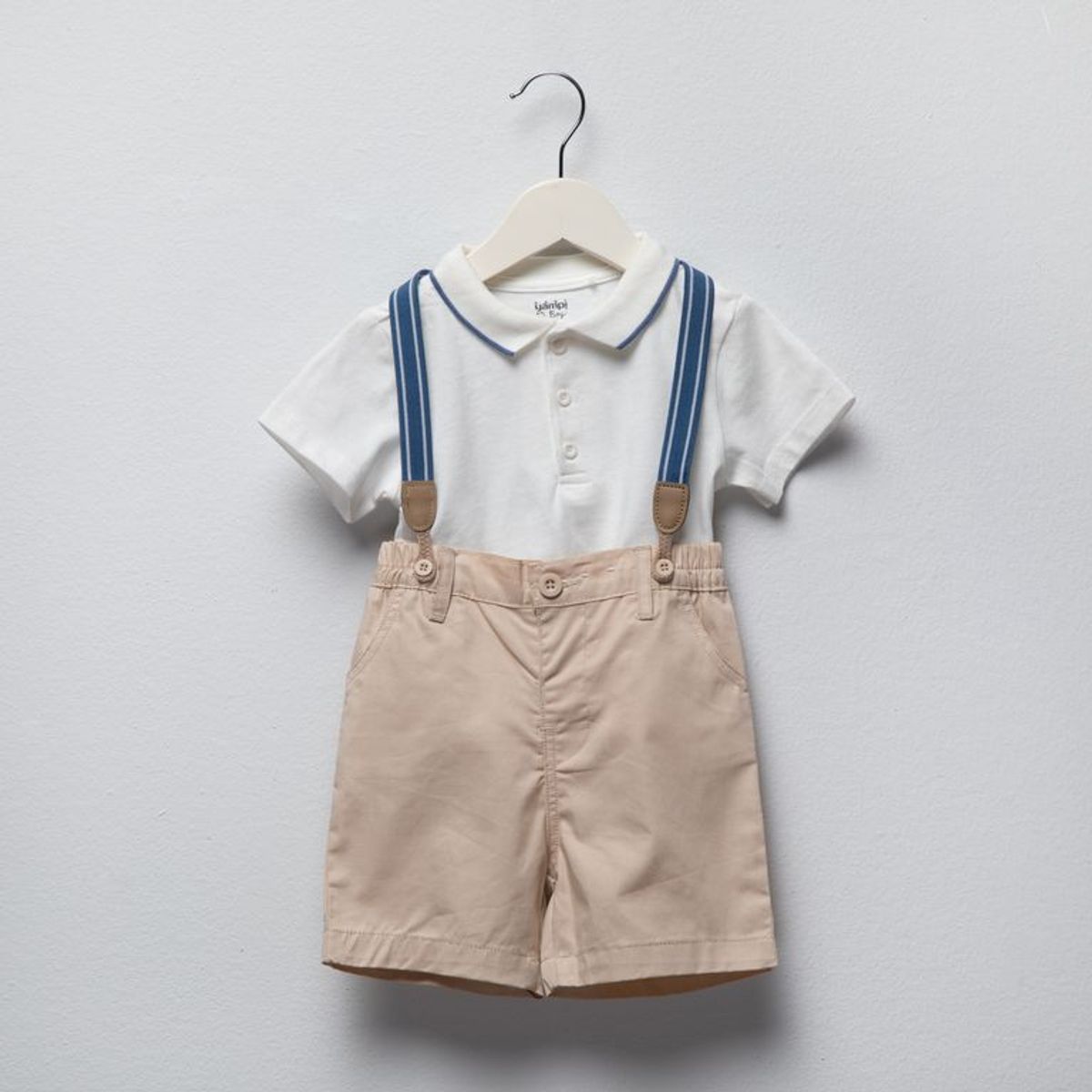 YAMP - Sets Camiseta polo manga corta + Bermuda + Tirantas para Bebé niño en Algodón Yamp