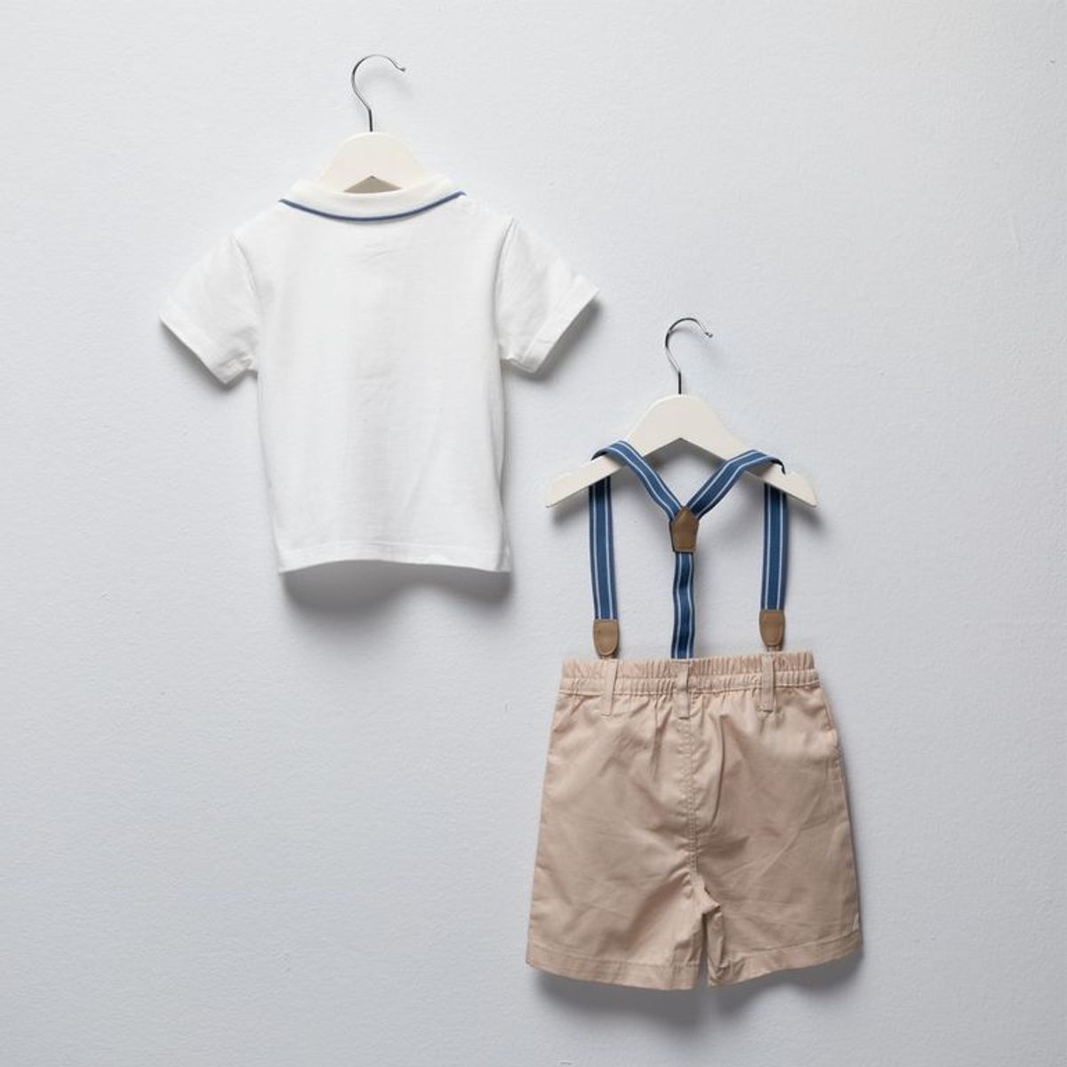 YAMP - Sets Camiseta polo manga corta + Bermuda + Tirantas para Bebé niño en Algodón Yamp