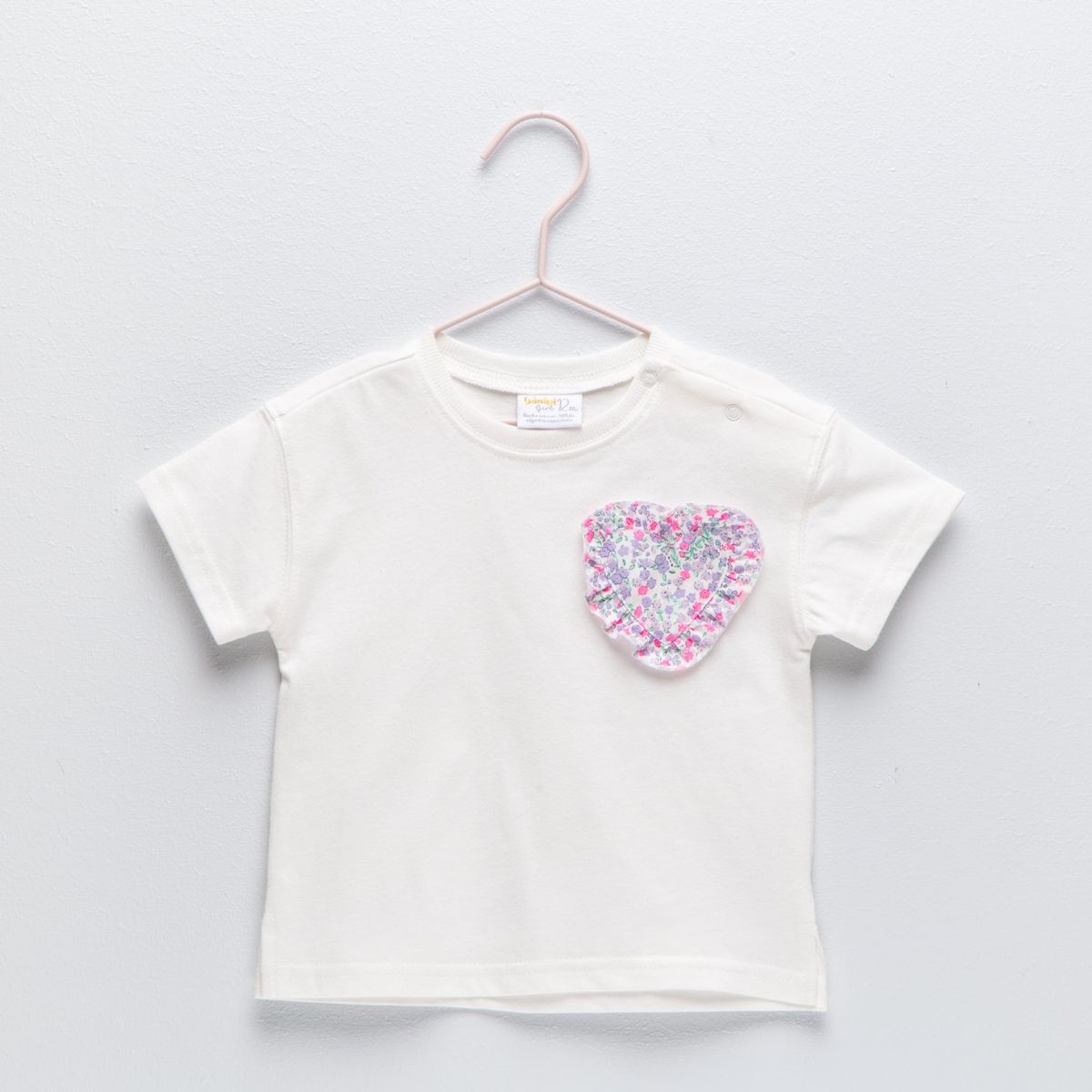 YAMP - Camiseta para Bebé niña Con aplique Manga corta de Algodón Yamp