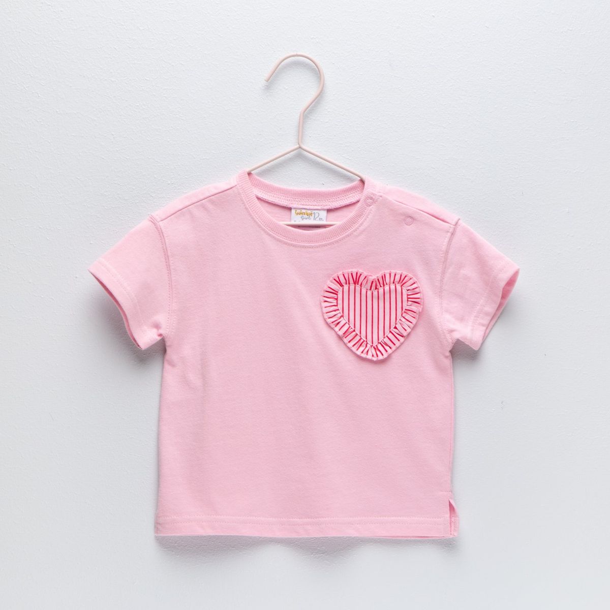 YAMP - Camiseta para Bebé niña Con aplique Manga corta de Algodón Yamp