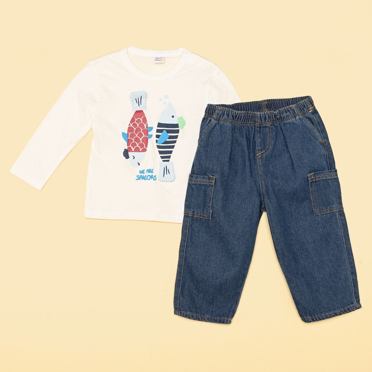 YAMP - Sets Camiseta manga larga + Short para Bebé niño en Algodón Yamp
