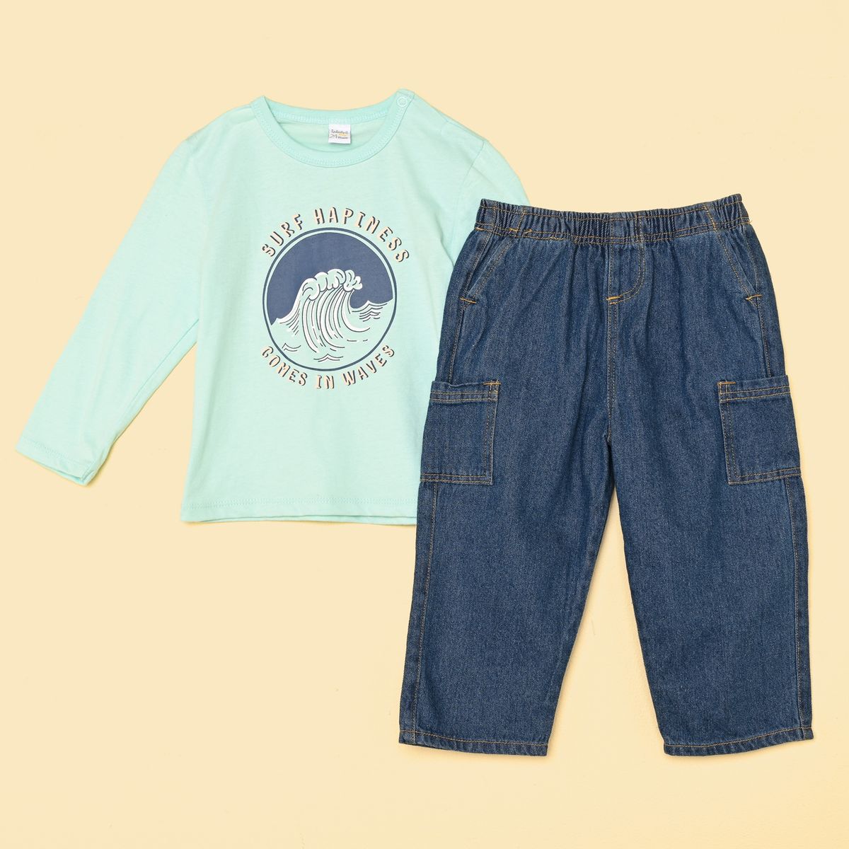 YAMP - Sets Camiseta manga larga + Short para Bebé niño en Algodón Yamp
