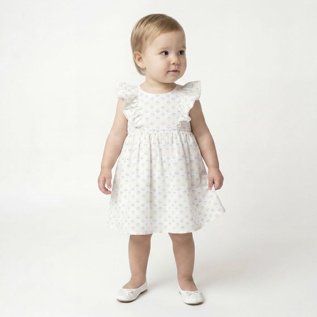 YAMP - Vestido para Bebé niña con Ojalillo de Algodón Yamp