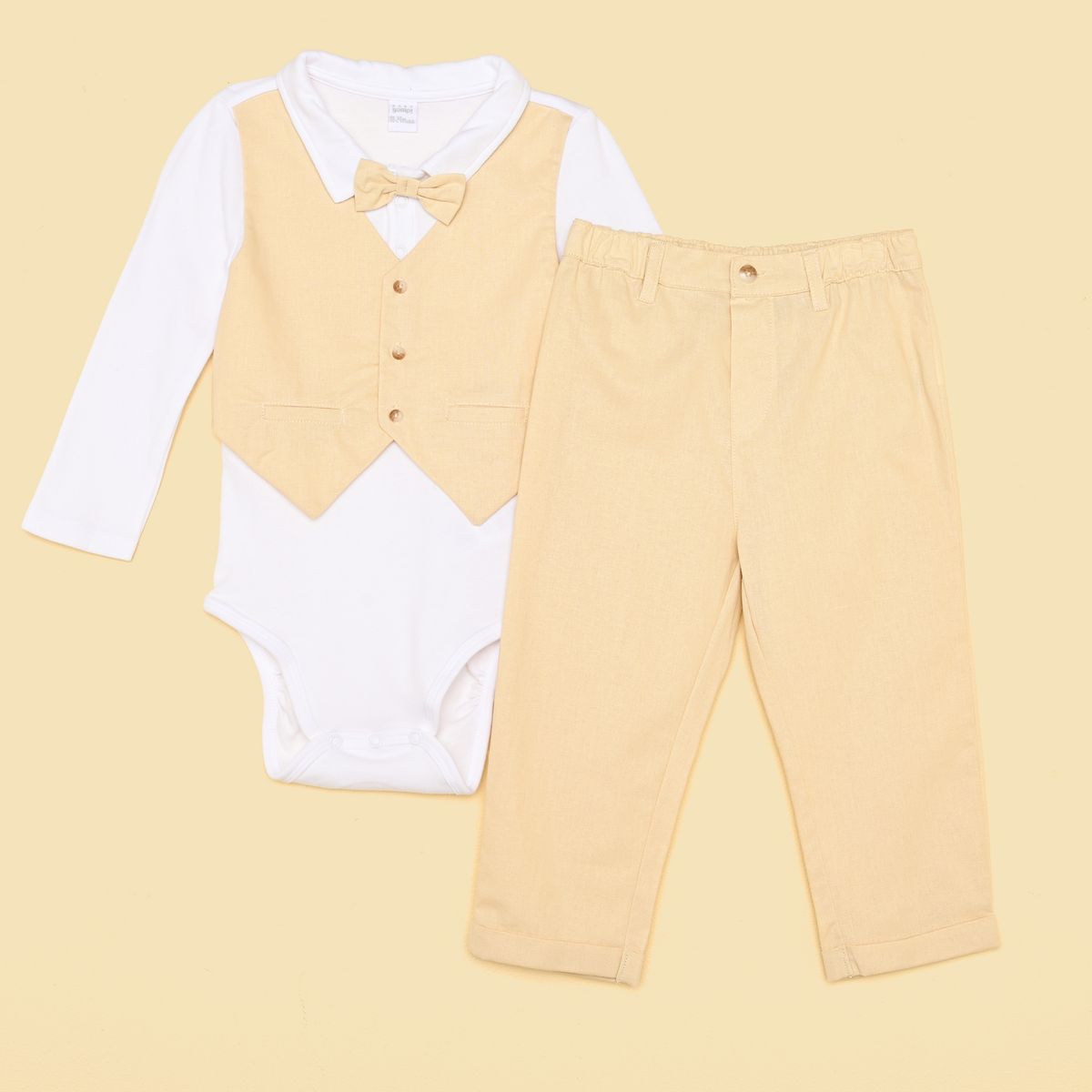 YAMP - Set Pantalón + Body manga larga con chaleco para Bebé niño en Algodón Yamp