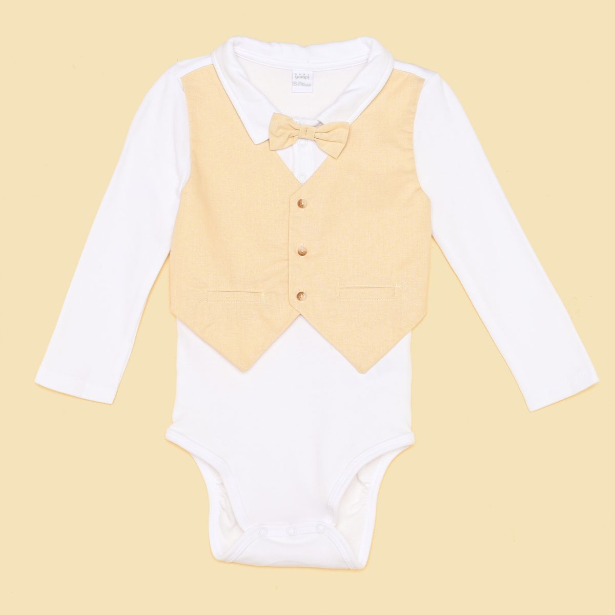 YAMP - Set Pantalón + Body manga larga con chaleco para Bebé niño en Algodón Yamp