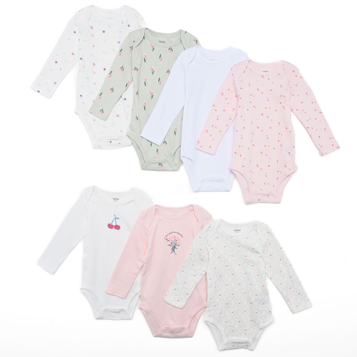 YAMP - Bodies Para Bebé niña Pack de 7 unidades Manga larga de Algodón Yamp