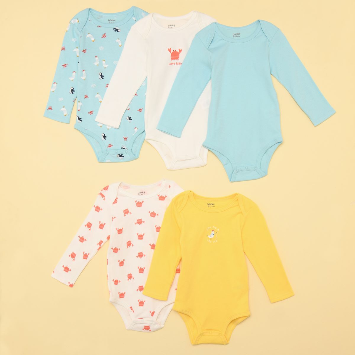 YAMP - Bodies Para Bebé niña Pack de 5 unidades  Manga larga de Algodón Yamp