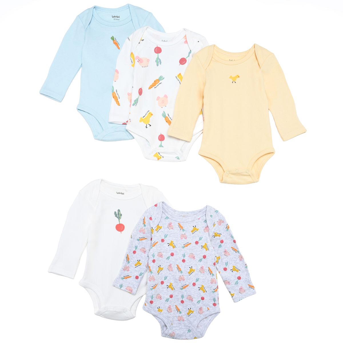 YAMP - Bodies Para Bebé niña Pack de 5 unidades  Manga larga de Algodón Yamp