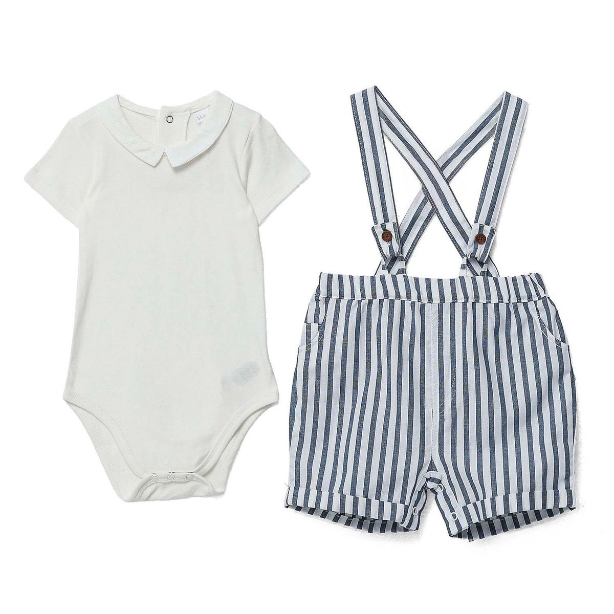 YAMP - Sets Short con tirantas + Body manga corta para Bebé niño en Algodón Yamp