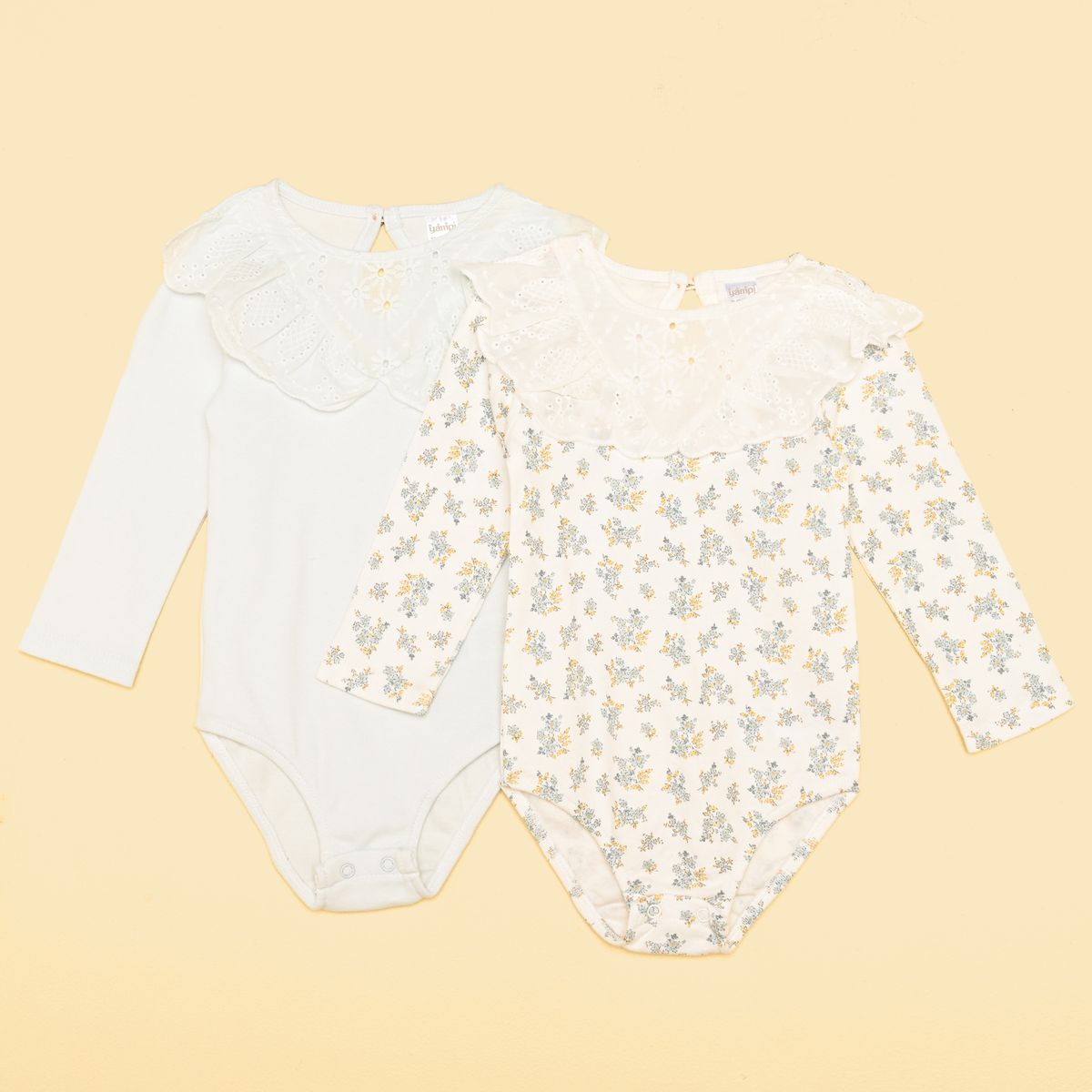 YAMP - Bodies  Para Bebé niña Pack de 2 unidades Manga larga de Algodón Yamp