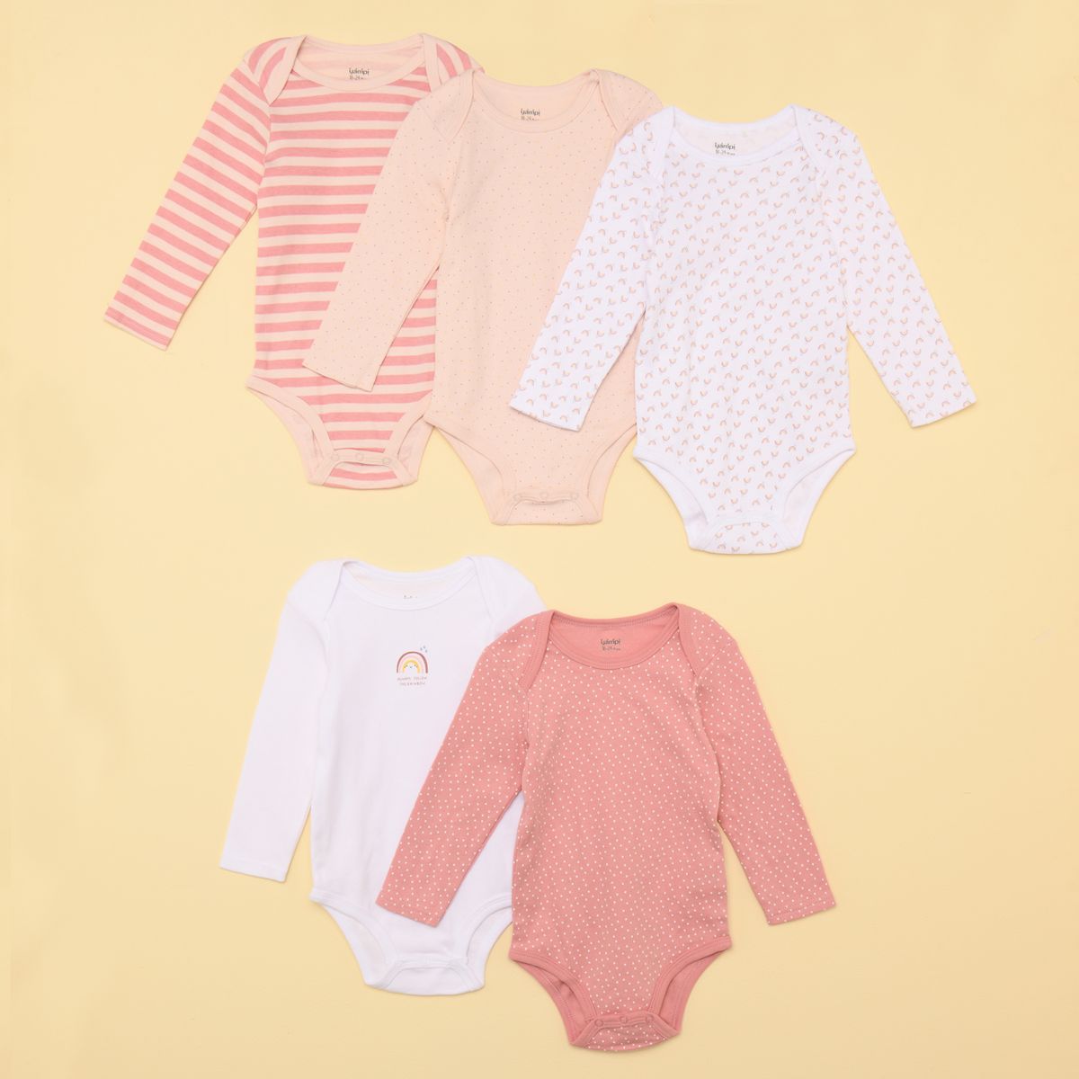 YAMP - Bodies  Para Bebé niña Pack de 5 unidades Manga larga de Algodón Yamp