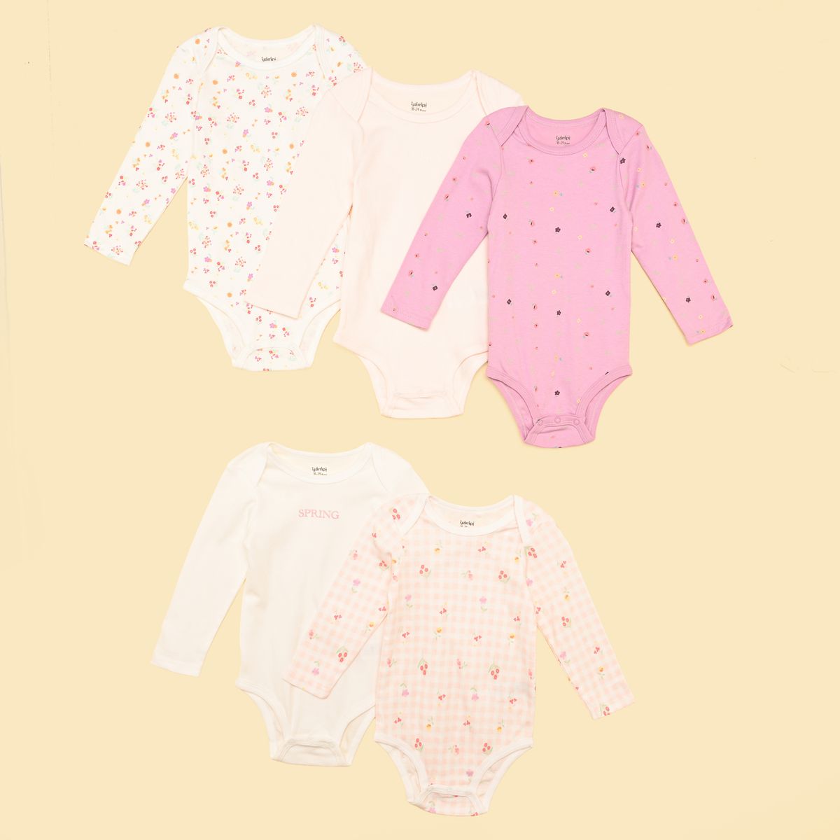 YAMP - Bodies  Para Bebé niña Pack de 5 unidades Manga larga de Algodón Yamp