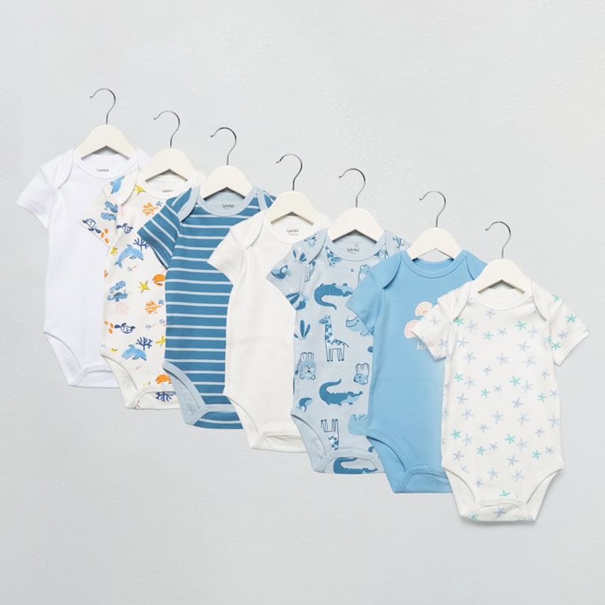 YAMP - Bodies Para Bebé niño Pack de 7 unidades Manga corta de Algodón Yamp