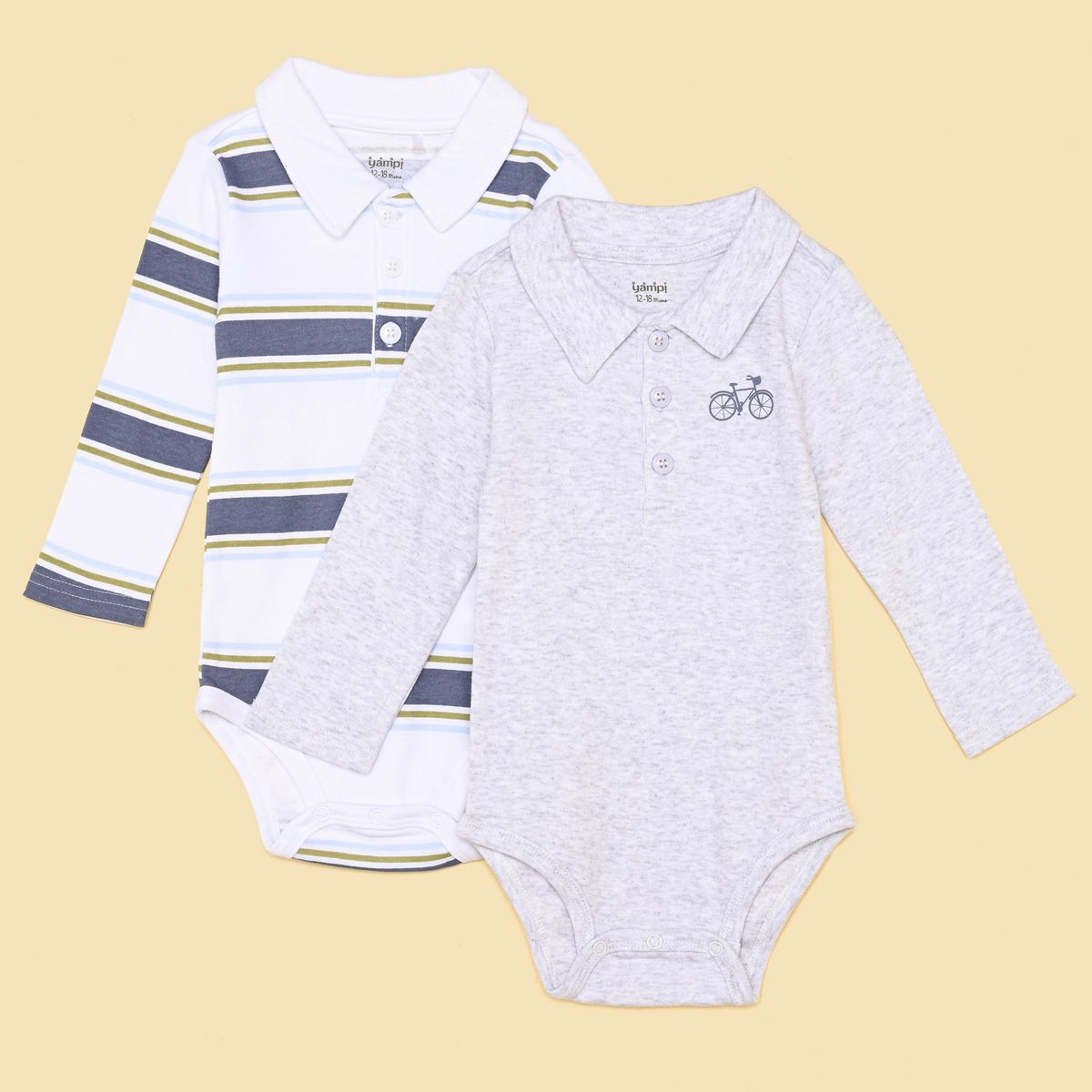 YAMP - Body para Bebé niño Pack de 2 unidades Con cuello de Algodón Yamp