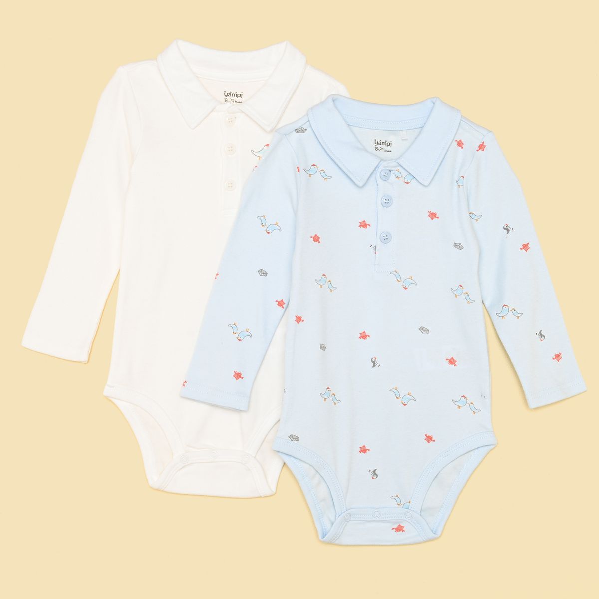 YAMP - Body para Bebé niño Pack de 2 unidades Con cuello de Algodón Yamp