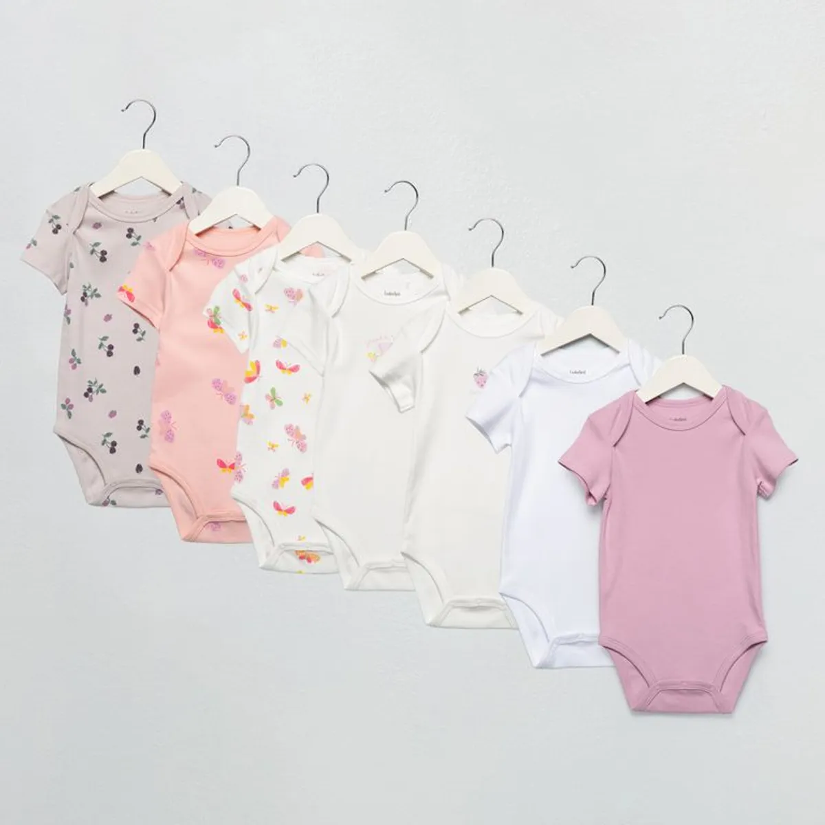 YAMP - Bodies Para Bebé niña Pack de 7 unidades Manga corta de Algodón Yamp