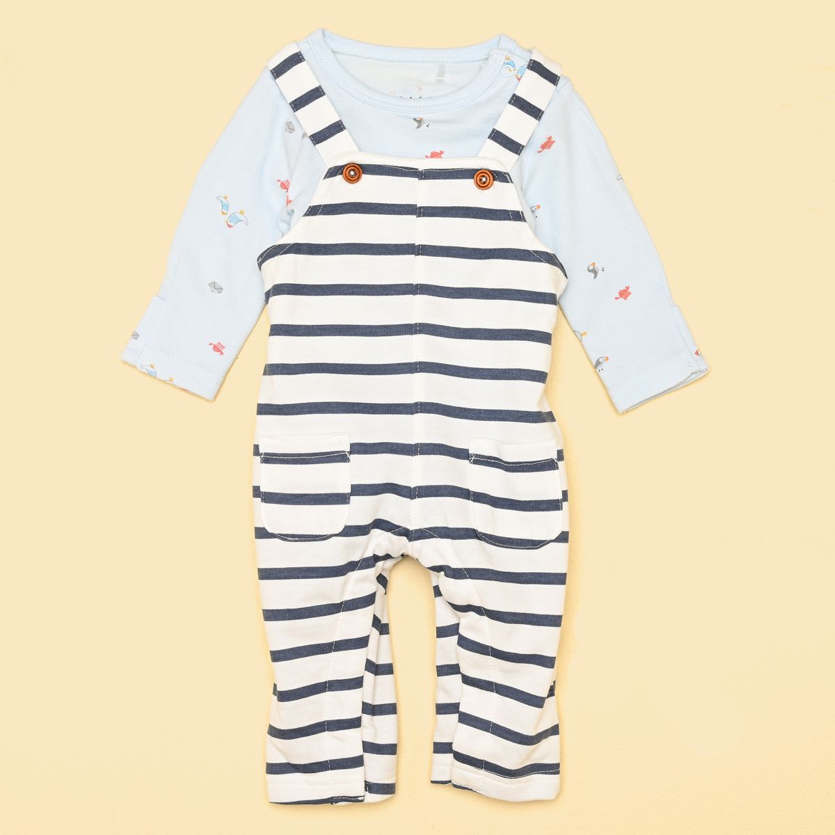 YAMP - Sets Jardinera + Body manga larga para Bebé niño en Algodón Yamp