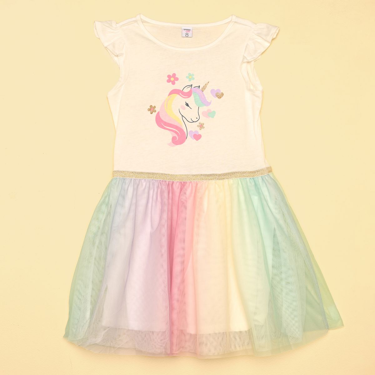 YAMP - Vestido para Niña con Estampado Manga corta + Accesorio Yamp