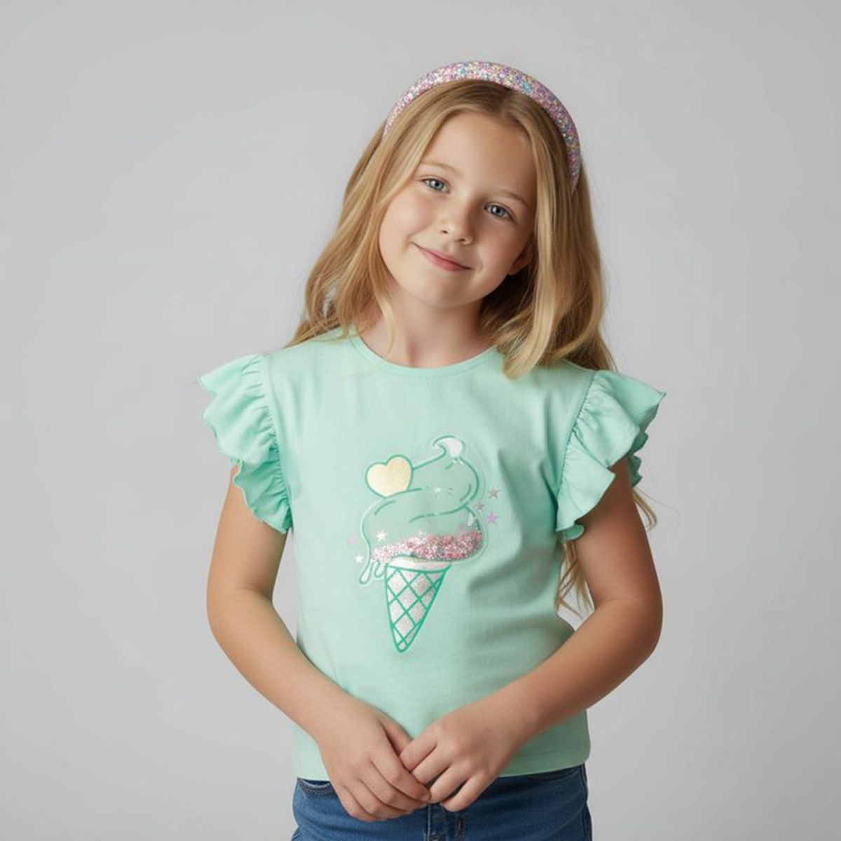 YAMP - Camiseta para Niña con Estampado de Algodón Yamp