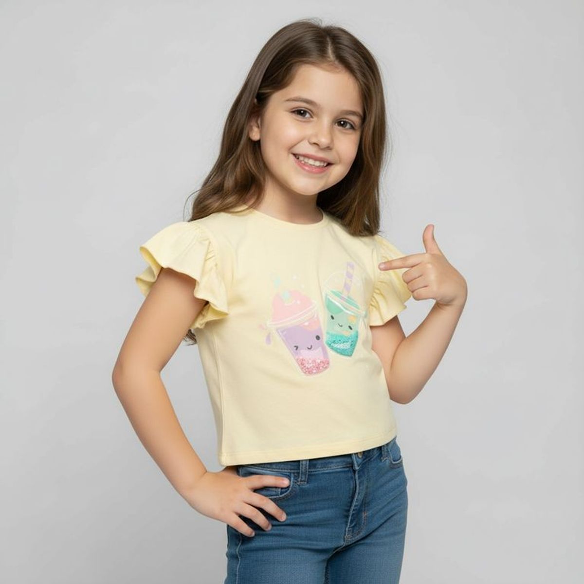 YAMP - Camiseta para Niña con Estampado de Algodón Yamp